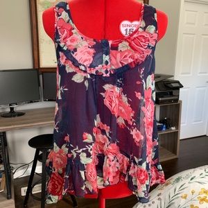 Floral light weight ruffle tank